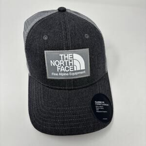 THE NORTH FACE Unisex Mudder Snapback Gray Patch Logo Trucker Hat NWT TNF